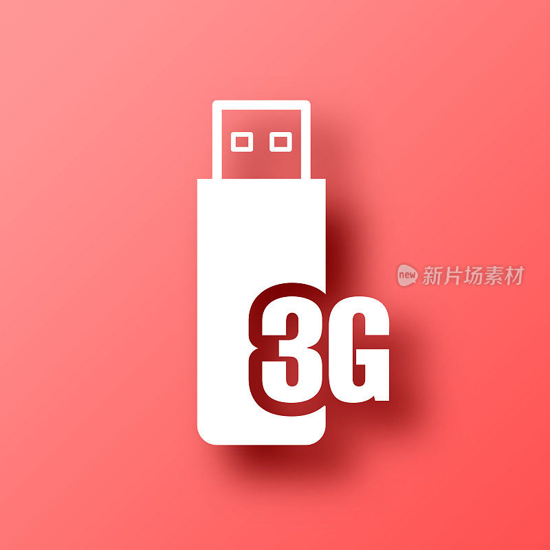3G USB调制解调器。图标在红色背景与阴影